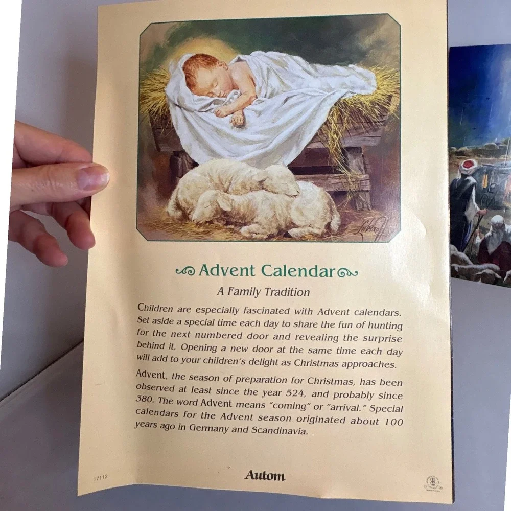 2 Vtg Autom Nativity Scene Advent‎ Calendar Christmas Religious Family Tradition
